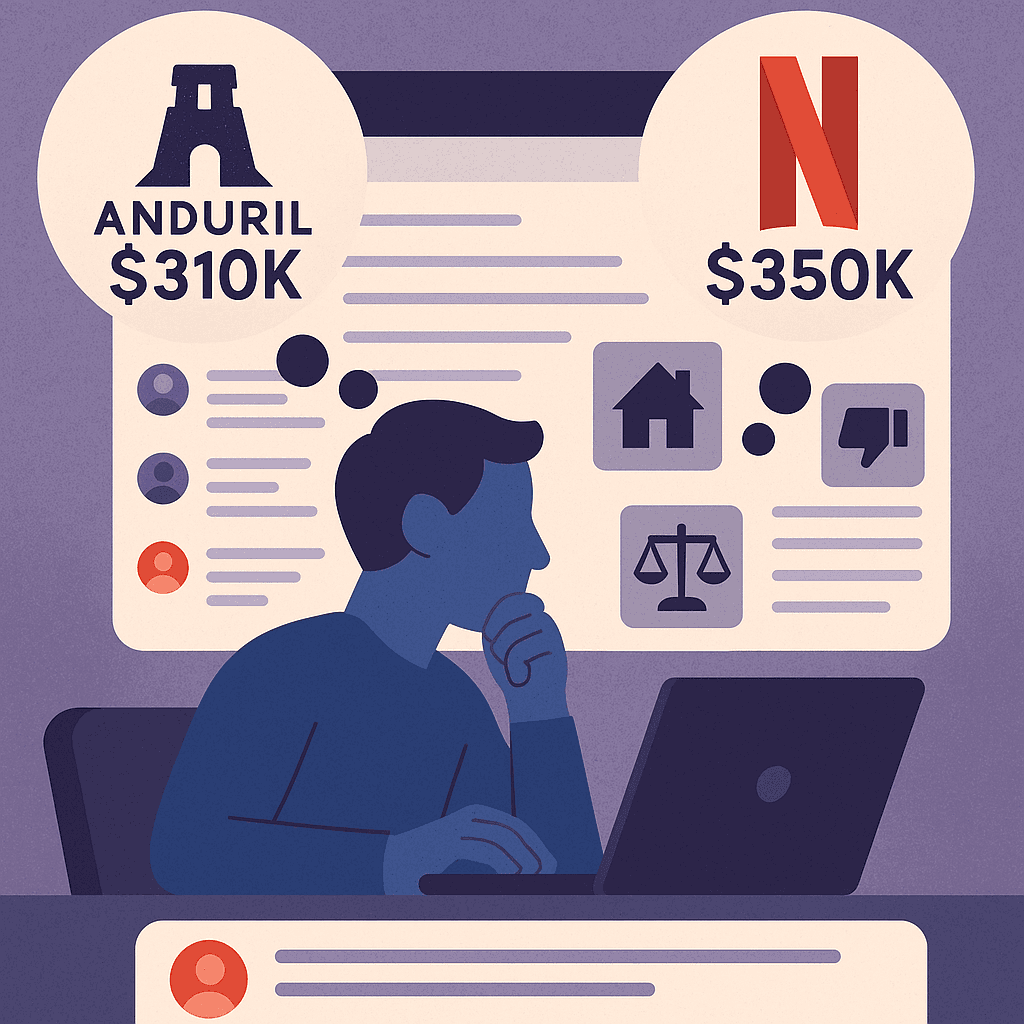Netflix Ads vs. Anduril: Weighing Salary, Resume Value, and Work-Life Balance